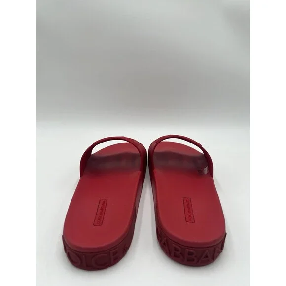 Men’s Dolce & Gabbana red Rubber logo pool slides Size 44